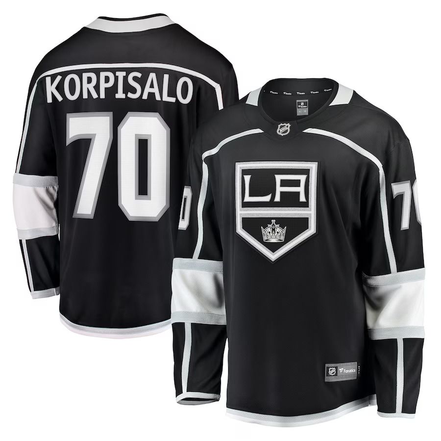 Men Los Angeles Kings 70 Joonas Korpisalo Fanatics Branded Black Home Breakaway NHL Jersey